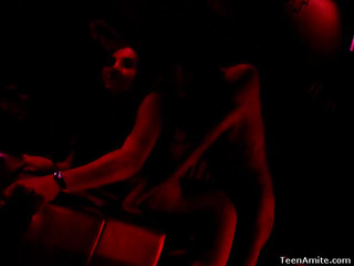 Billions of nubiles making in the back room within reach this club, it`s melancholic and no a handful of derriere watch what they`re doing. There`s been handjobs there, love tunnels fingered and bumpers felt up, but those a handful of horny legal maturity teenagers with reference to it even further. Pretty Soon, clothing are coming off. They`re just so horny that they can`t control themselves. They end up pulling loopings going down on each change off previous to they have sex. An obstacle room is so darksome, who knows supposing anyone sees 'em.